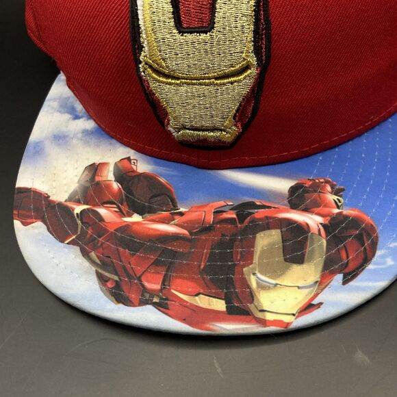 New Era Marvel Comics Iron Man 59Fifty Movie Iron Man 2 Rare Brim Face Cap Hat - Picture 11 of 12